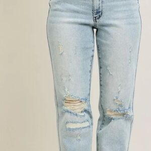 Judy Blue Light Blue Distressed Boyfriend Jeans